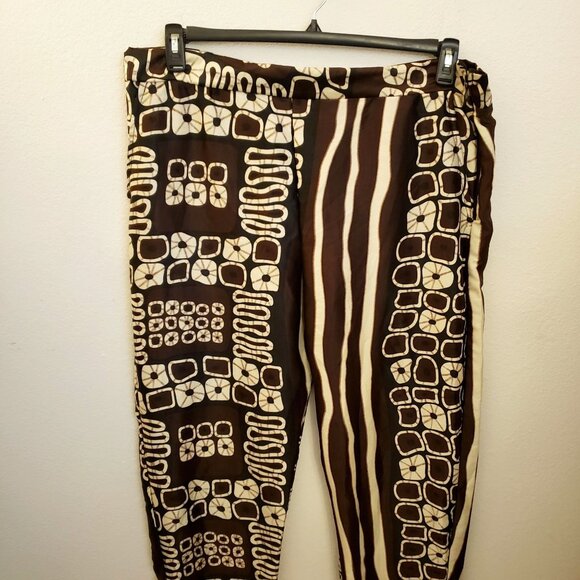 Grass-fields African Mixed Print Plus Size Pants  Side Zip Pockets US Sz 18* EUC - Picture 2 of 11